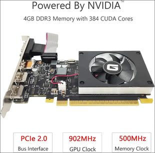 Glorto Geforce GT 730 4G Low Profile Graphics Card, 2X HDMI, DP, VGA, DDR3, PCI Express 2.0 X8, Entry Level GPU for PC, SFF and HTPC, Compatible with Windows 11