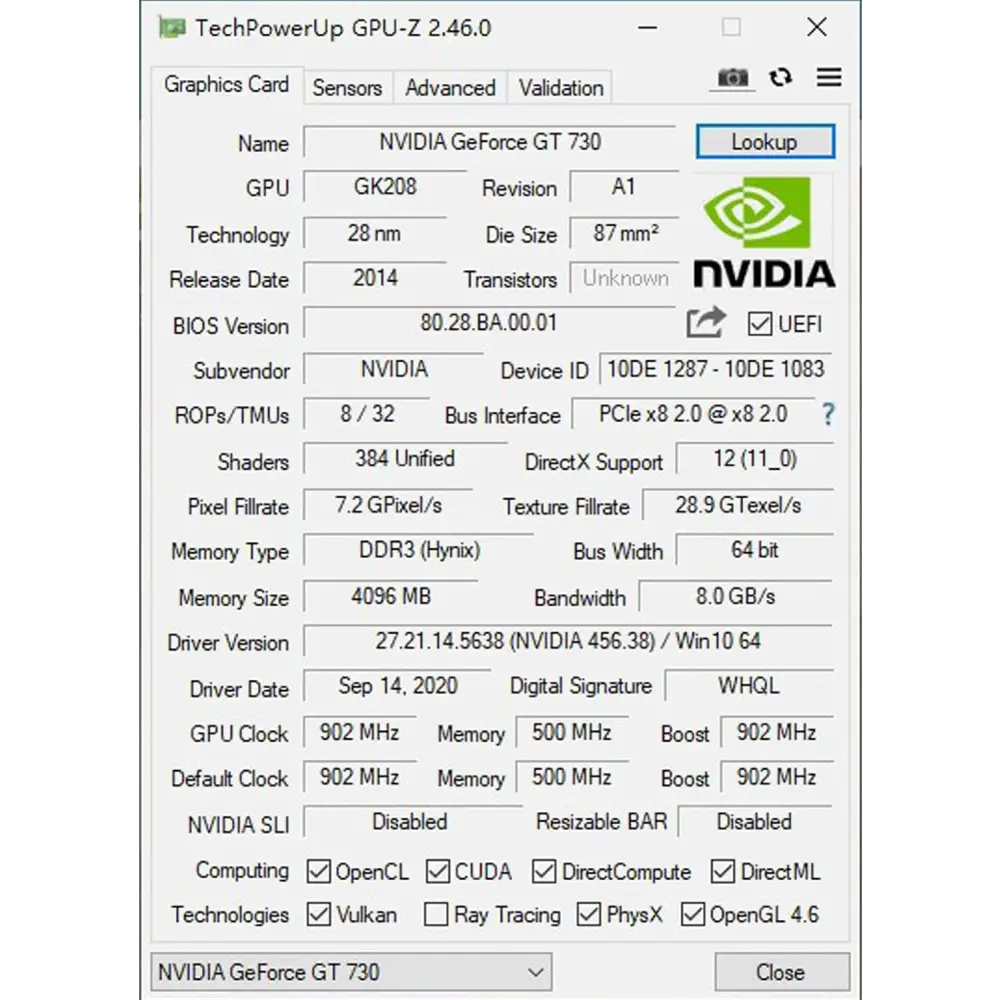 Glorto Geforce GT 730 4G Low Profile Graphics Card, 2X HDMI, DP, VGA, DDR3, PCI Express 2.0 X8, Entry Level GPU for PC, SFF and HTPC, Compatible with Windows 11