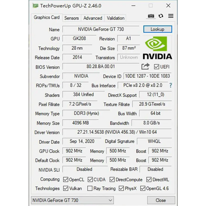 Glorto Geforce GT 730 4G Low Profile Graphics Card, 2X HDMI, DP, VGA, DDR3, PCI Express 2.0 X8, Entry Level GPU for PC, SFF and HTPC, Compatible with Windows 11