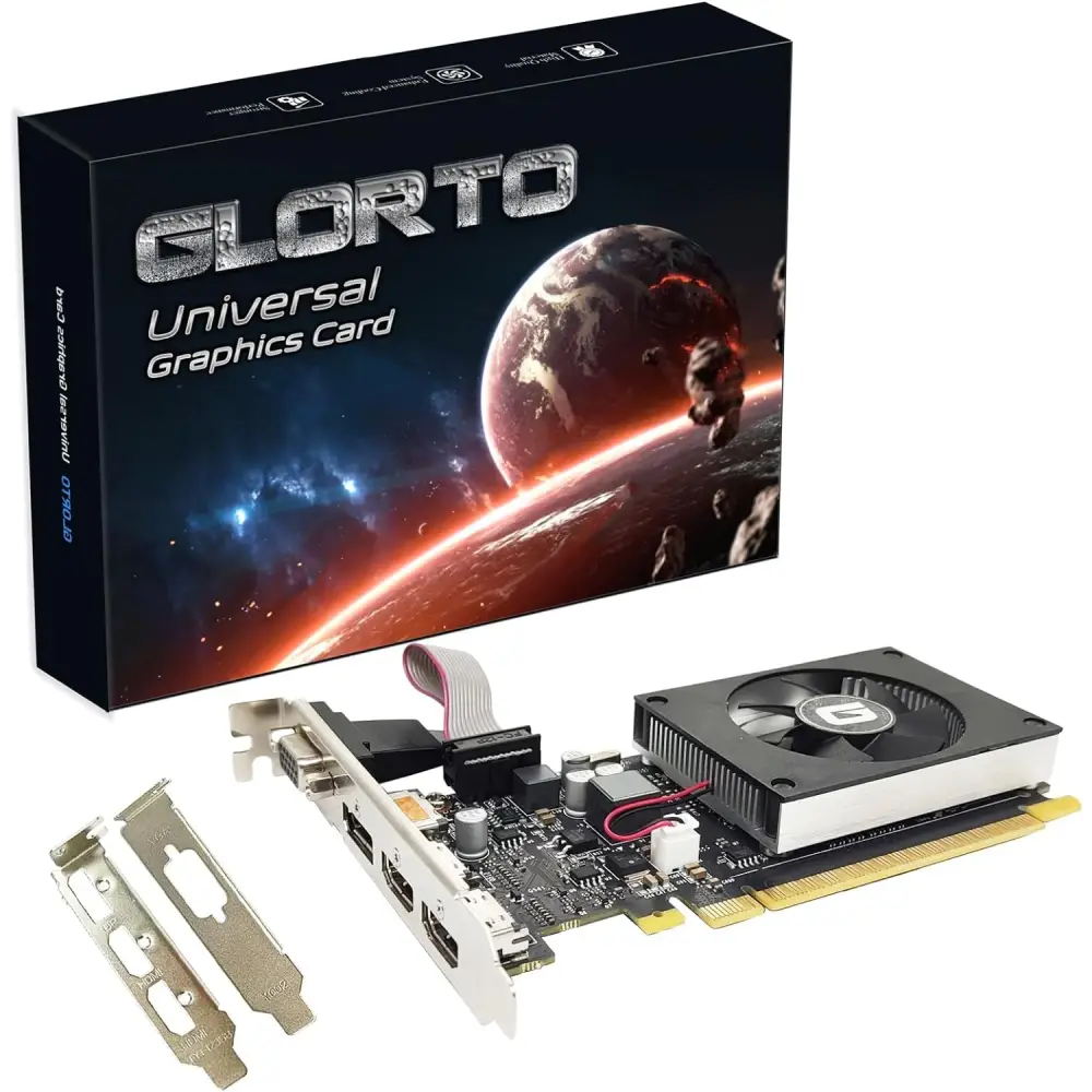Glorto Geforce GT 730 4G Low Profile Graphics Card, 2X HDMI, DP, VGA, DDR3, PCI Express 2.0 X8, Entry Level GPU for PC, SFF and HTPC, Compatible with Windows 11