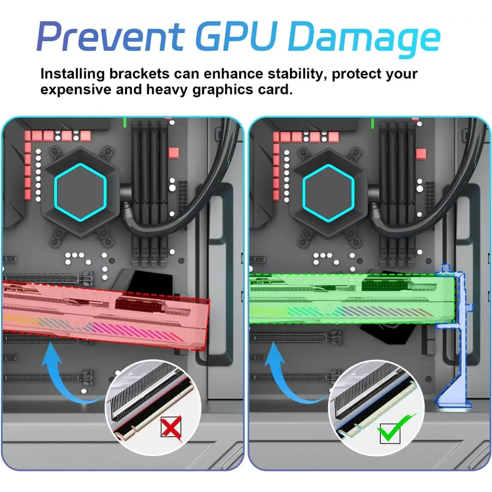 GPU Support Bracket, Graphics Card Support, GPU Brace, Video Card Holder Bracket with Bottom Adhesive, GPU Stand, Adjustable anti Sag GPU Stand 35-120Mm, Support GPU 4090 Thickness Support up to 75Mm