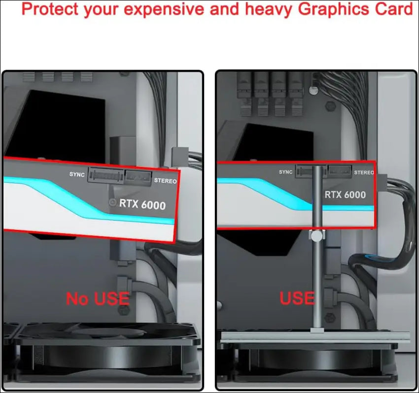 GPU Support Bracket, Graphics Card Support, GPU Bracket Brace, Video Card Sag Holder Bracket, GPU Stand, Adjustable anti Sag GPU Stand for Fan Aluminum 129Mm