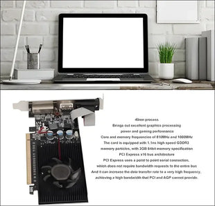 Graphics Card GT610 2GB DDR3 64 Bit Gaming Graphic Cards with Low Noise PCI Express X16 Computer Graphic Cards