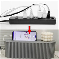 Grey Cable Organizer Box with Storage