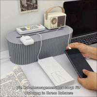 Grey Cable Organizer Box with Storage