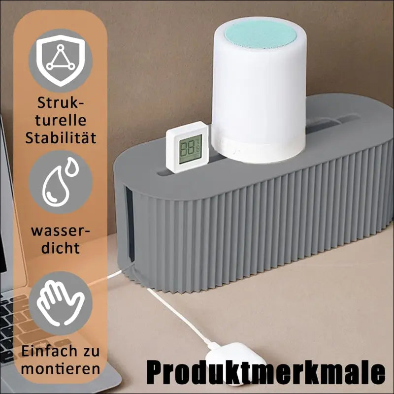 Grey Cable Organizer Box with Storage