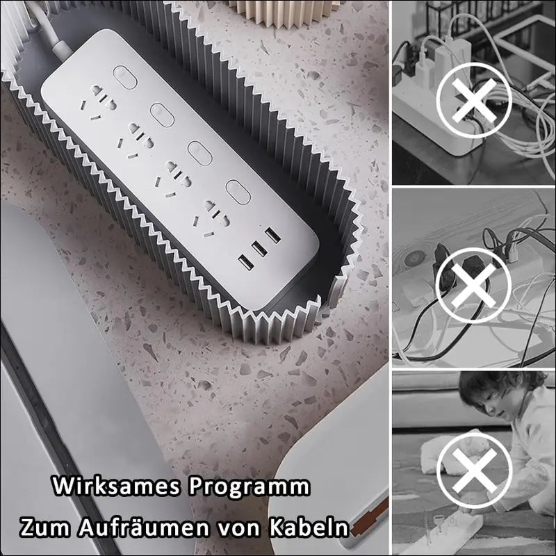 Grey Cable Organizer Box with Storage