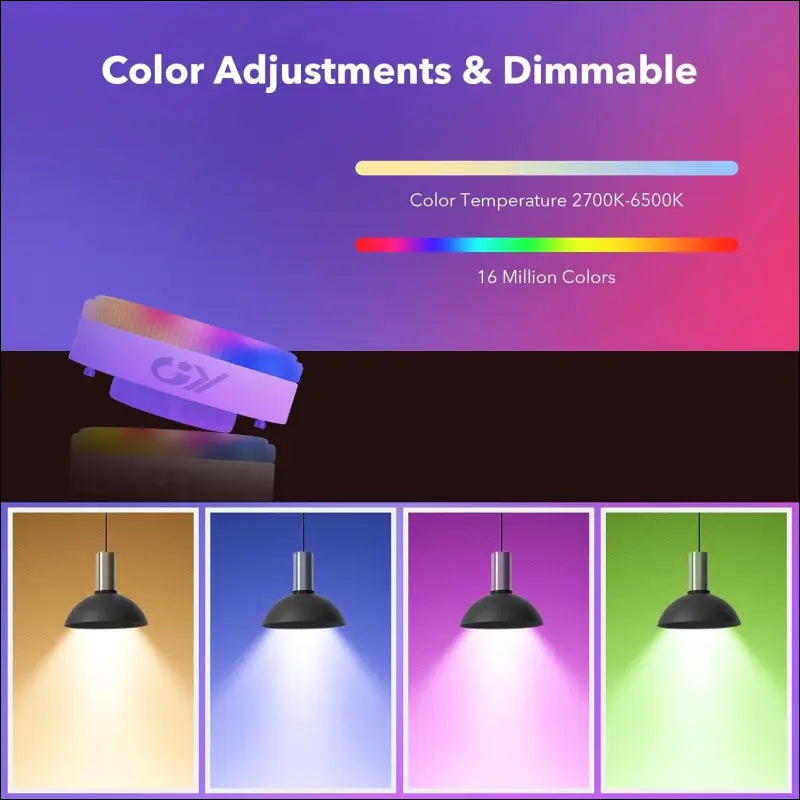 GY Alexa Lamp Smart Bulb GX53, WiFi LED Lamp Compatible with Alexa/Google Home, 8W = 80W, 600lm, RGBCW 3000K-6500K, Dimmable Warm White Cool White and Multicoloured Bulb,...