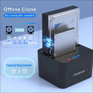 Hard Drive Docking Station, USB 3.0 SATA Hard Drive Reader for 2.5 or 3.5 inch SATA HDD/SSD, Dual Bay, Support Offline Clone
