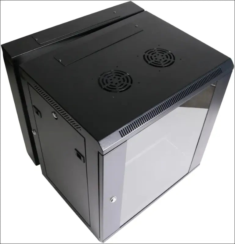 HCC 12RU 19 Inch 550mm Deep Wall Mount Cabinet Server Rack with Rear Swing Frame Data Network Comms 12U 19” Black