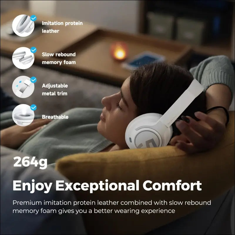 Headphones, SoundPEATS Space Over-Ear Noise Cancelling Headphones, On-Ear Wireless Earphones with 123H, Bluetooth Headphones with Deep Bass, Multipoint Connection & App...