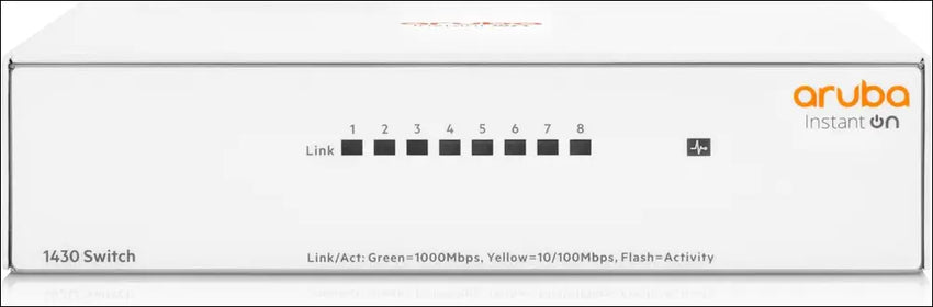 Hewlett Packard Enterprise 10/100/1000 Aruba Instant on 1430 8G Unmanaged L2 Gigabit Ethernet Switch, White
