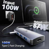 HEYMIX Dual HDMI USB C Hub, 8in1 Type C Hub Dual HDMI,100W PD Charging USB C Docking Station Dual HDMI with USB 3.0 Ports, Micro Sd/SD Card Reader Compatible with Macair, MacBook Pro,Dell, Chromebook
