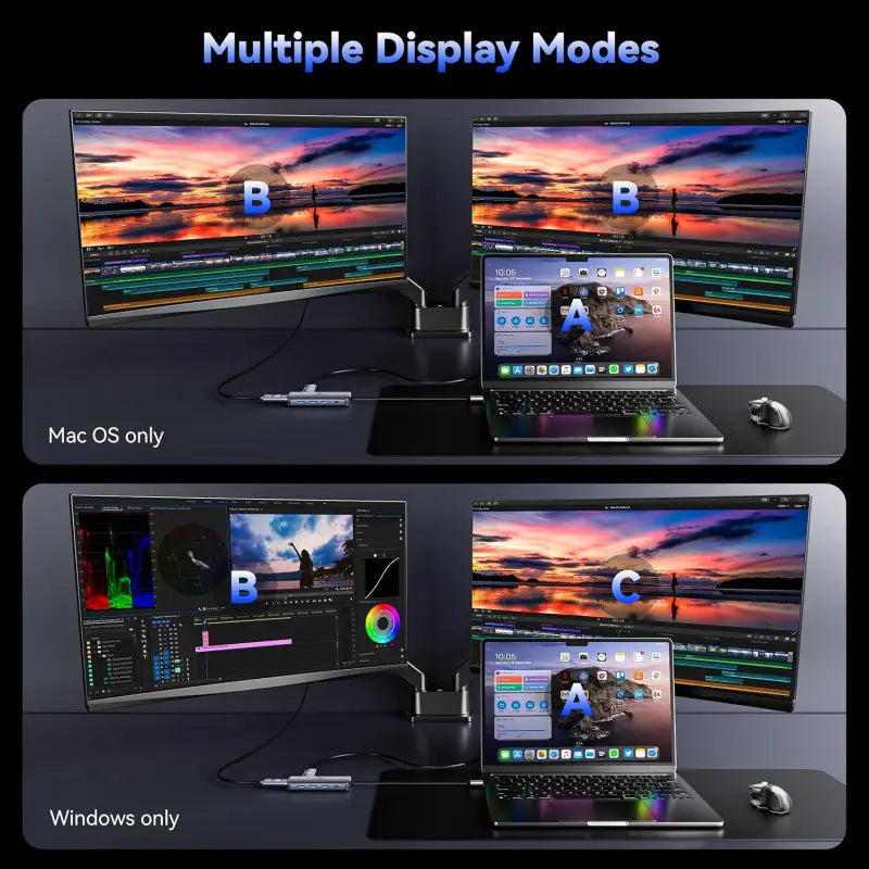 HEYMIX Dual HDMI USB C Hub, 8in1 Type C Hub Dual HDMI,100W PD Charging USB C Docking Station Dual HDMI with USB 3.0 Ports, Micro Sd/SD Card Reader Compatible with Macair, MacBook Pro,Dell, Chromebook