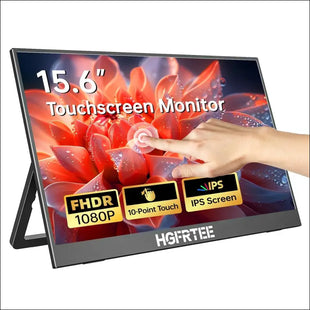 HGFRTEE Portable Monitor Touchscreen 15.6 Inch FHD 1080P IPS Display, USB-C HDMI External Monitor for Laptop/PC/Mac/Phone/Xbox, with Kickstand