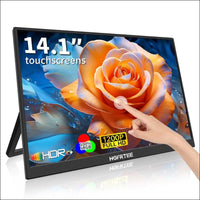 HGFRTEE Portable Touchscreen Monitor 14 Inch FHD 1200P IPS Display with Kickstand USB-C HDMI Monitor for Laptop/PC/Mac/Phone/Xbox