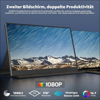 HONGO 15.6 Inch 1080P FHD Portable Monitor IPS Mobile Monitor with Two Speakers, Eye Care Extension Screen for Laptop/PC/Mac/PS5/4/Xbox - USB C Type C & HDMI with Protective Case
