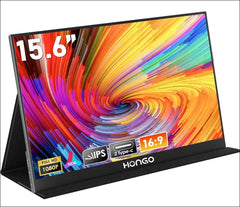 HONGO 15.6 Inch 1080P FHD Portable Monitor IPS Mobile Monitor with Two Speakers, Eye Care Extension Screen for Laptop/PC/Mac/PS5/4/Xbox - USB C Type C & HDMI with Protective Case