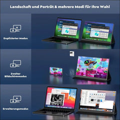 HONGO 15.6 Inch 1080P FHD Portable Monitor IPS Mobile Monitor with Two Speakers, Eye Care Extension Screen for Laptop/PC/Mac/PS5/4/Xbox - USB C Type C & HDMI with Protective Case