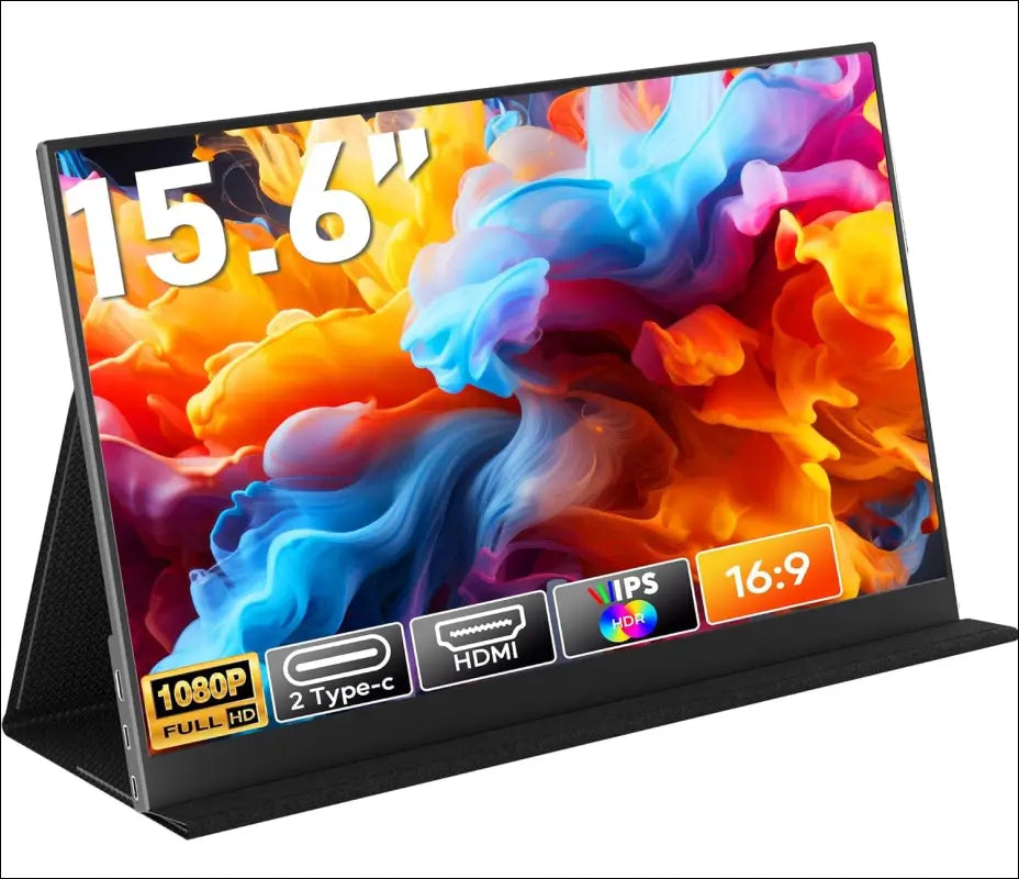 HONGO Portable Monitor, 15.6 Inch 1920 x 1080 FHD Dual Integrated Speakers Portable Monitor for PC Laptop Mac PS3/4/5/Xbox, HDR Eye-Care Smart IPS Display, Support HDMI/Type...
