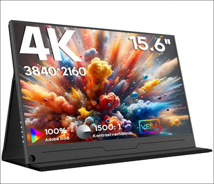 HONGO Portable Monitor 4K 15.6" 3840x2160 UHD Laptop Monitor Screen IPS 100% sRGB, Extender Display with Speakers & HDMI/USB C Port, Second Screen