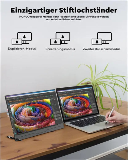 HONGO Portable Monitor 4K 15.6" 3840x2160 UHD Laptop Monitor Screen IPS 100% sRGB, Extender Display with Speakers & HDMI/USB C Port, Second Screen for...
