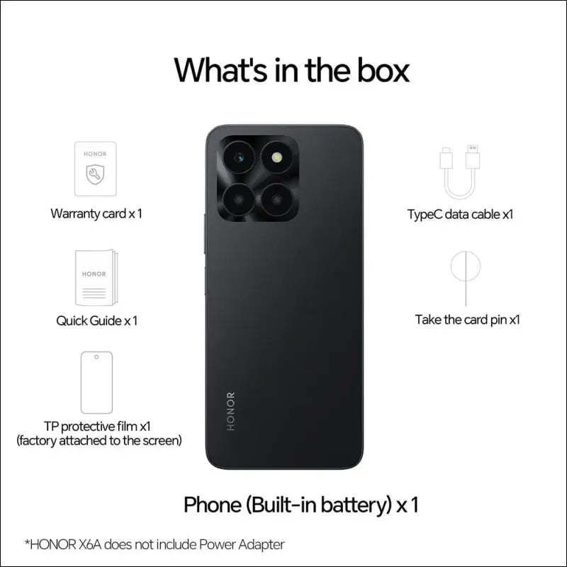 Honor X6a Dual-SIM 128GB ROM + 4GB RAM (GSM Only | No CDMA) Factory Unlocked 4G/L Smart Phone (Midnight Black) - International Version