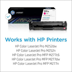 HP 201A Genuine Original Magenta LaserJet Toner Cartridge works with HP Color LaserJet Pro M252 Printer series, HP Color Laserjet Pro MFP M277 series (CF403A)