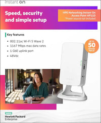 HPE Networking Instant on Access Point AP11D 2X2 Wifi 5 Indoor Wireless Access Point with Uplink and 3 Local Ports | Power Source Not Included | RW Rest-Of-World Model (R2X16A)
