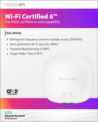 HPE Networking Instant On Access Point AP21 2x2 WiFi 6 Indoor Wireless Access Point | Single-Room Secure Smart Mesh