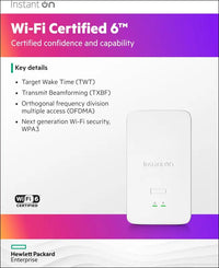 HPE Networking Instant on Access Point AP22D 2X2 Wifi 6 Indoor Wireless Access Point | Single-Room, Secure, Smart Mesh Support | Power Source Included | AU Model (S0J34A#ABG)