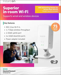 HPE Networking Instant on Access Point AP22D 2X2 Wifi 6 Indoor Wireless Access Point | Single-Room, Secure, Smart Mesh Support | Power Source Included | AU Model (S0J34A#ABG)