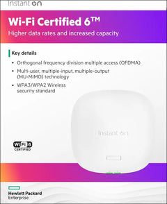 HPE Networking Instant on Access Point AP25 4X4 Wifi 6 Indoor Wireless Access Point | Power Source Not Included | RW Rest-Of-World Model (R9B28A)