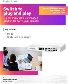 HPE Networking Instant on Switch Series 1430 24-Port Gb Unmanaged Layer 2 Ethernet Switch | 24X 1G | Fan-Less | AU Cord (R8R49A#ABG)