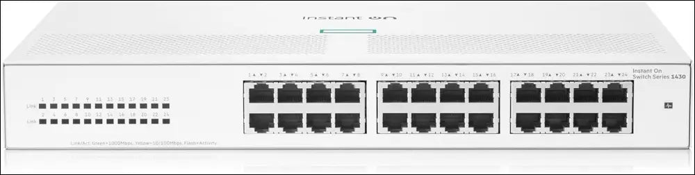 HPE Networking Instant on Switch Series 1430 24-Port Gb Unmanaged Layer 2 Ethernet Switch | 24X 1G | Fan-Less | AU Cord (R8R49A#ABG)