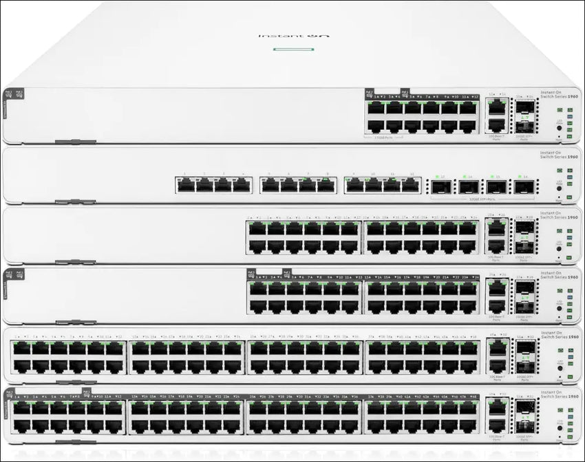 HPE Networking Instant on Switch Series 1960 24-Port Gb Smart-Managed Layer 2+ Ethernet Switch | 24X 1G | 2X 10Gbase-T, 2X SFP+ | Stackable | AU Cord (JL806A#ABG)