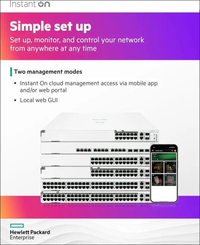 HPE Networking Instant on Switch Series 1960 24-Port Gb Smart-Managed Layer 2+ Ethernet Switch | 24X 1G | 2X 10Gbase-T, 2X SFP+ | Stackable | AU Cord (JL806A#ABG)