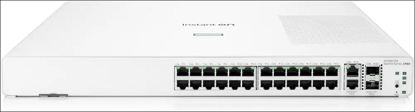 HPE Networking Instant on Switch Series 1960 24-Port Gb Smart-Managed Layer 2+ Ethernet Switch | 24X 1G | 2X 10Gbase-T, 2X SFP+ | Stackable | AU Cord (JL806A#ABG)