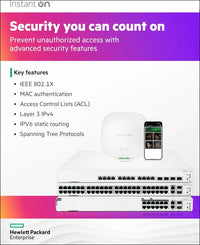 HPE Networking Instant on Switch Series 1960 24-Port Gb Smart-Managed Layer 2+ Ethernet Switch | 24X 1G | 2X 10Gbase-T, 2X SFP+ | Stackable | AU Cord (JL806A#ABG)