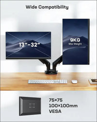 HUANUO Dual Monitor Stand - Full Adjustable Monitor Desk Mount Swivel Vesa Bracket with C Clamp, Grommet Mounting Base for 13 to 32 Inch Computer Screens - Each Arm Holds 4.4 to...