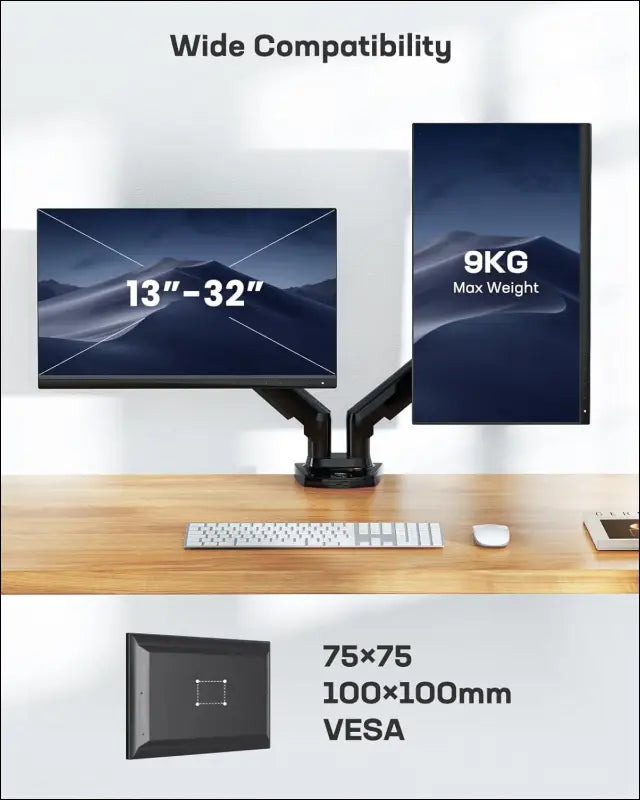 HUANUO Dual Monitor Stand - Full Adjustable Monitor Desk Mount Swivel Vesa Bracket with C Clamp, Grommet Mounting Base for 13 to 32 Inch Computer Screens - Each Arm Holds 4.4 to...
