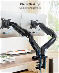 HUANUO Dual Monitor Stand - Full Adjustable Monitor Desk Mount Swivel Vesa Bracket with C Clamp, Grommet Mounting Base for 13 to 32 Inch Computer Screens - Each Arm Holds 4.4 to...