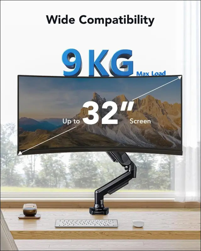 HUANUO Monitor Mount for 13 to 32 Inch Screens, Single Monitor Arm Stand Holds 2~9 kg, Height Adjustable with Tilts, Swivels, Rotates, VESA 75 & 100 mm