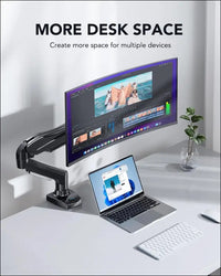 HUANUO Monitor Mount for 13 to 32 Inch Screens, Single Monitor Arm Stand Holds 2~9 kg, Height Adjustable with Tilts, Swivels, Rotates, VESA 75 & 100 mm