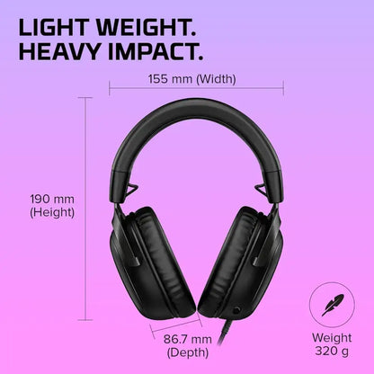 HyperX Cloud II – Gaming Headset for PC, PS5 / PS4. Includes 7.1 Virtual Surround Sound and USB Audio Control Box - Gun Metal