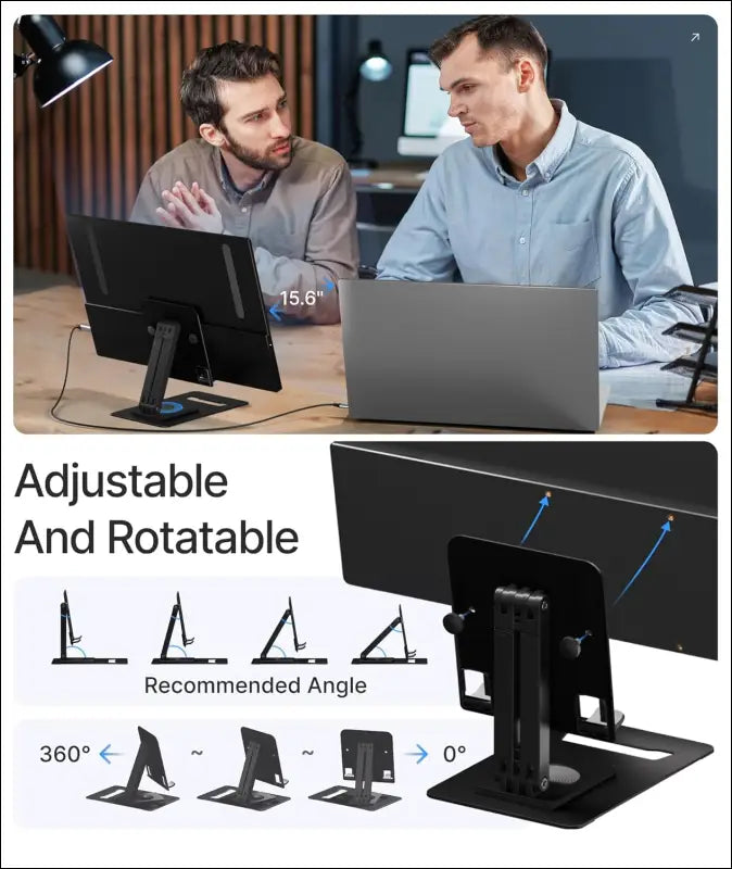 Ingnok Portable Monitor, 15.6 Inch FHD 1080P Laptop Screen Extender with Adjustable Stand,Portable Monitor for Laptop,PC, MacBook, PS5/4, Xbox, Switch,Built-in Speakers