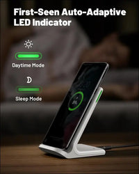 INIU Wireless Charger Station, 15W Fast Qi-Certified Wireless Charging Stand for Official and Home Compatible with iPhone 16 15 14 13 12 Pro XS Samsung Galaxy S23 S22 S21 Note...