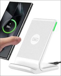 INIU Wireless Charger Station, 15W Fast Qi-Certified Wireless Charging Stand for Official and Home Compatible with iPhone 16 15 14 13 12 Pro XS Samsung Galaxy S23 S22 S21 Note...
