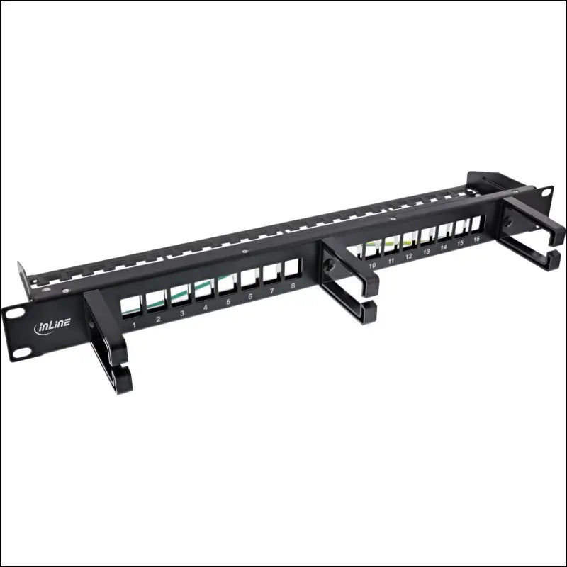 InLine® Patch Panel 16-Way Keystone, 19 Inch 1U, with 3 Cable Brackets, Empty Panel for Network and Multimedia, Rack Mounting, Grey, 76822A