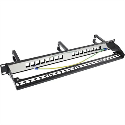 InLine® Patch Panel 16-Way Keystone, 19 Inch 1U, with 3 Cable Brackets, Empty Panel for Network and Multimedia, Rack Mounting, Grey, 76822A